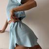 European & American Casual Women's Summer Pajama Set - Comfortable Sexy Solid Color, Short Sleeve & Shorts 2-Piece Set