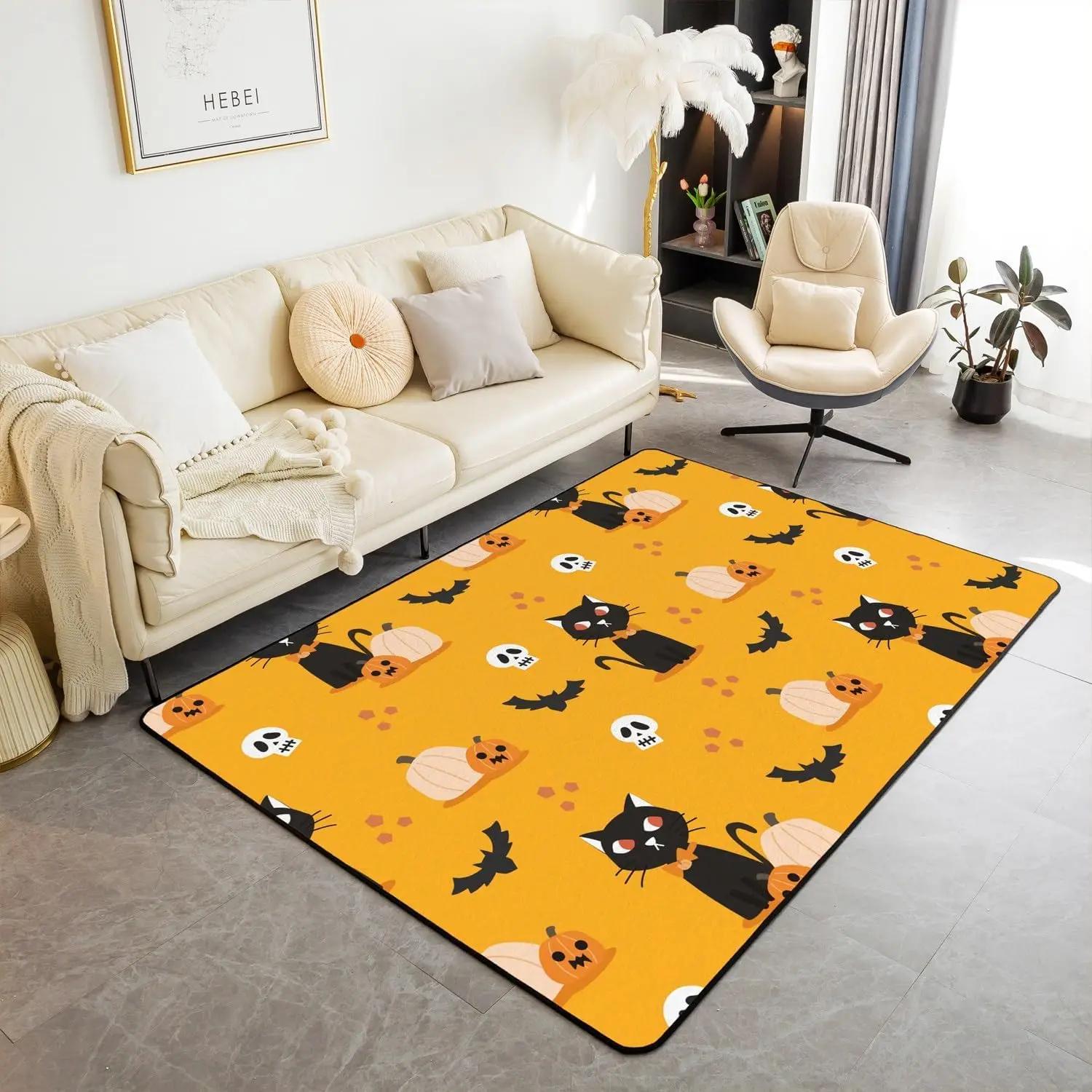 

Halloween Bat Rug,Halloween Decorations Carpet for Bedside, Halloween Teal Blue Green Purple Bedroom Living Room Decorative Rug 40x60cm 16x24 inch