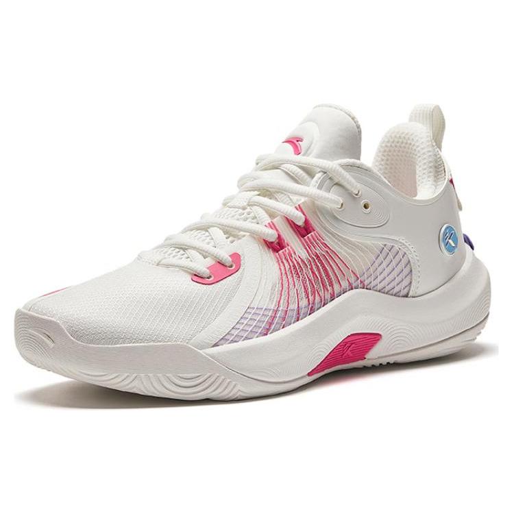 New Anta Cushioned Slip Resistant Low Top Basketball Shoes Men's White Pink 112421607-1
