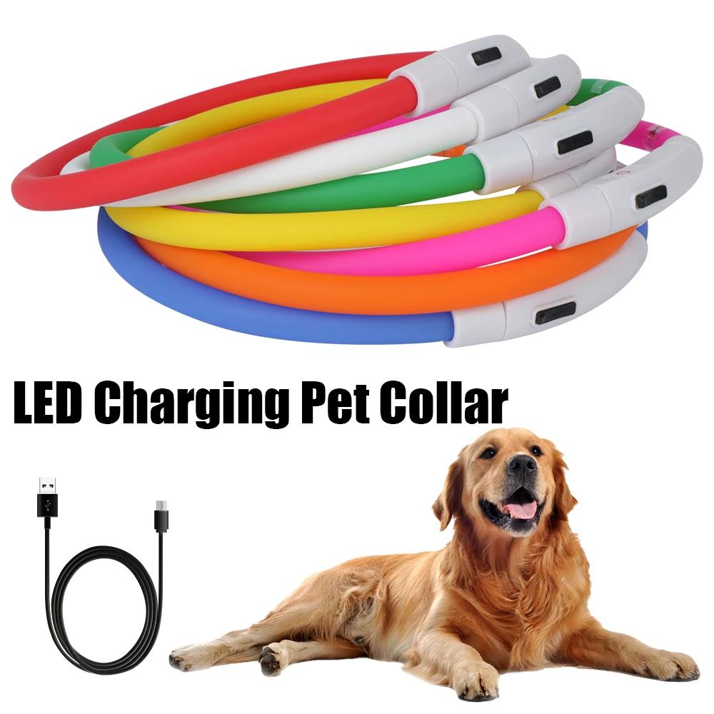 Led Luminous Dog Collar 4 Flashing Modes Multi-color Light Up Soft Silicone Glowing Light Dog Necklace for DogsCat Walking Night 3