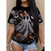 Moda Donna Girocollo Manica Corta Stampa Colore 3D Casual T-shirt Casual a Manica Corta Girocollo