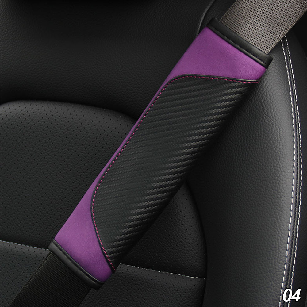 Car Seat Belt Cover Carbon Fiber Leather Crown Universal Auto Seat Belt Covers Shoulder Protection Car Accessories Interior