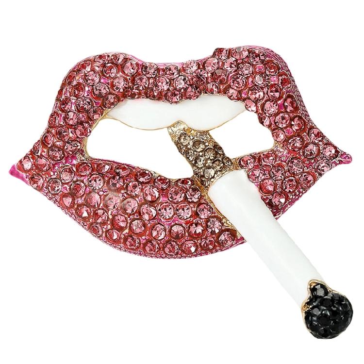 

Lip Brooch with Crystals Decorations for Unisex Fashion Accessory and Rebellious Expression