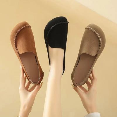 Flat-soled Doudou Shoes 2024 New Matte Non-slip Casual Non-slip Soft-soled Single Shoes Women's One-pedal Mother Work Shoes