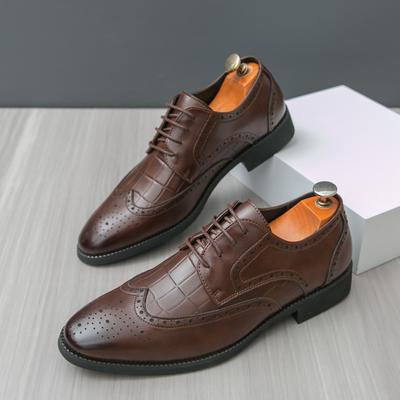 Fashion Trend Designer New Men's Pointed Patchwork Brogues Casual Derby Shoes Male Wedding Dress Homecoming Formal Wedding Footwear