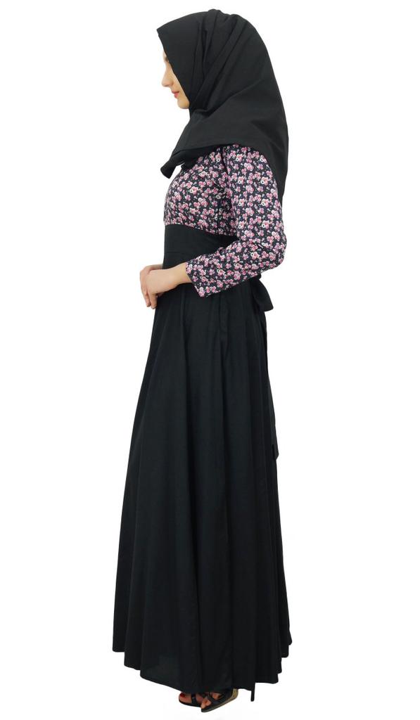 Bimba Ladies Maxi Muslim Abaya Rayon Dress Jilbab With Cotton Hijab
