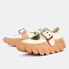 Fashion Mary Jane Shoes Women Metal Belt Buckle Shallow Thick-Soled Shoes Platform Height-Enhancing Sneakers Round Toe Sports Shoes