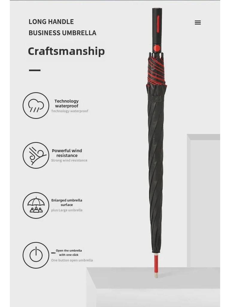 Fully Automatic Long Fiber Golf Umbrella - Large, Straight, Double Canopy for Business & Custom Gifts