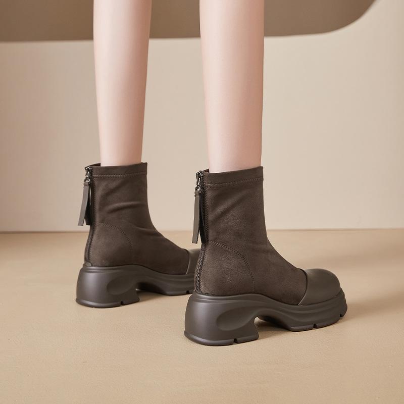 Augustine Martin boots women's 2025 new autumn and winter British style platform fashion short boots Maillard thin boots