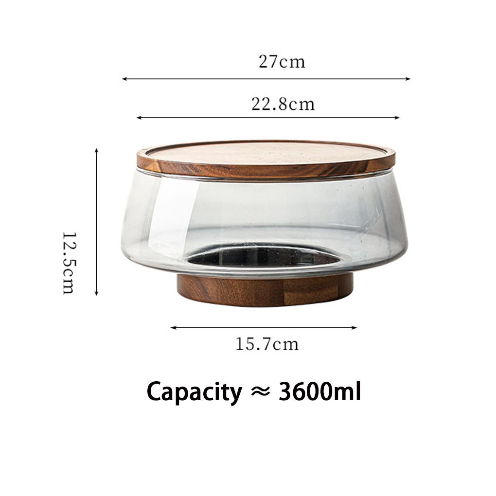 Neues 1-teiliges Salatschüssel-Set aus Glas mit Holzsockel, große mundgeblasene Glasschüssel, Restaurant-Essentials, Obstsalatschüssel