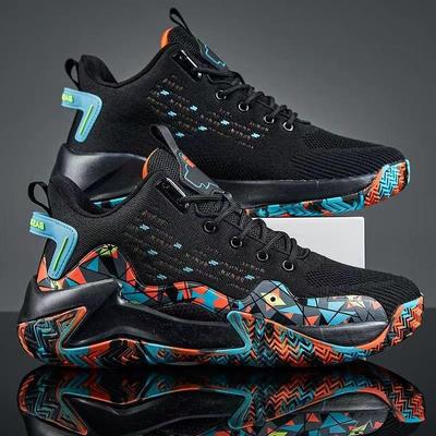 Men's New Platform Basketball Shoes Fly-woven Mesh Breathable Sports Shoes Outdoor Casual Running Shoes