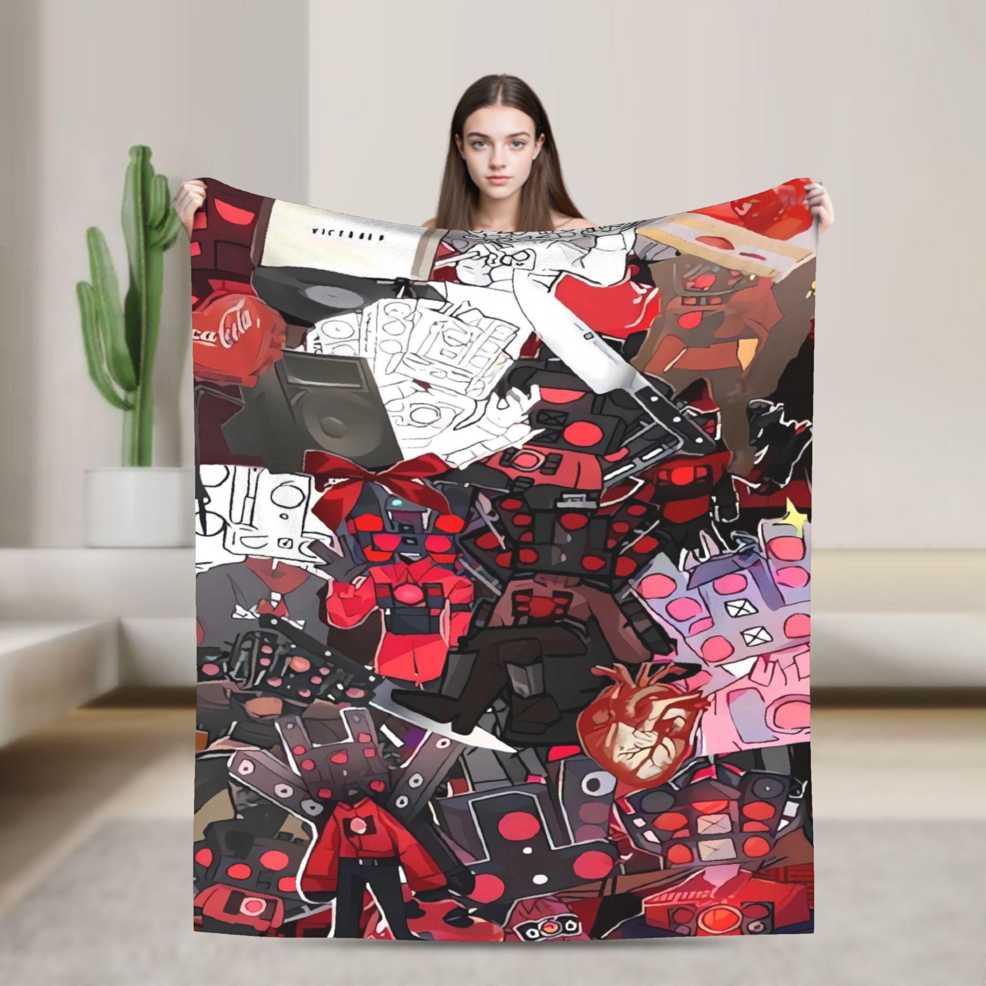Warm Blanket Travel Skibidi Toilet Speakerman (3) Throw Blanket  Flannel Bedspread For Outdoor Funny Sofa Bed Cover 75X95CM