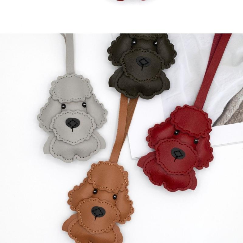 Araba veya Çanta Dekorasyonu İçin Şık Sağlam PU Deri Köpek Simgeli Anahtarlık Aksesuarı Sağlam Örgülü Kayışlı Günlük Kullanım