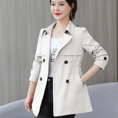 Spring Autumn Short Coat Windbreaker Women's Trench Coat Korean Short Ladies Waist Cinching Solid Coat Women Double Bbreasted Outwear