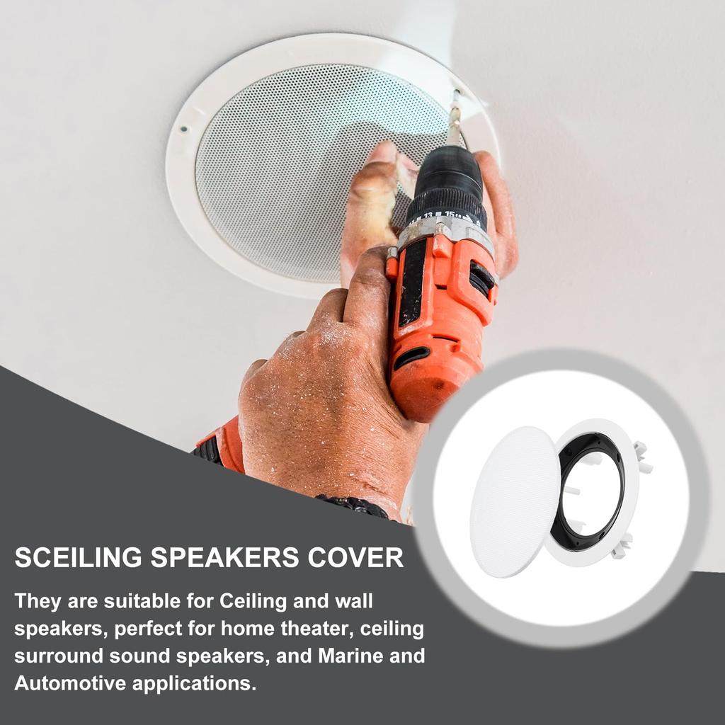 Uxcell Ceiling Speaker Grille Cover White Round Metal Magnetic Dust Cover for Sound Systems In-Mount & Base, 4-inch
