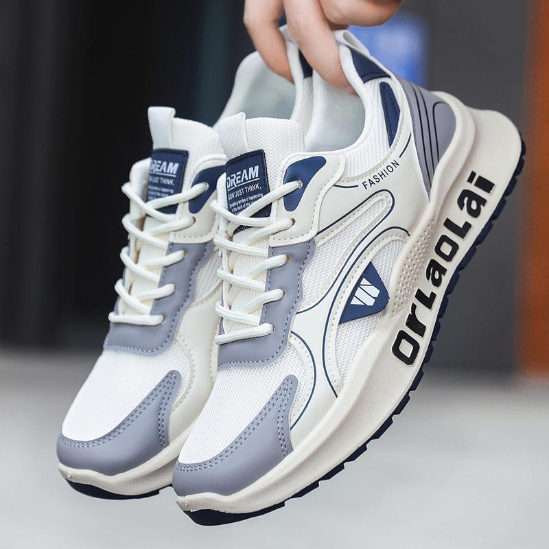 

Men s shoes 2025 new spring sports shoes breathable shoes men s soft-soled casual shoes trendy versatile dad shoes 44 брудно-білий