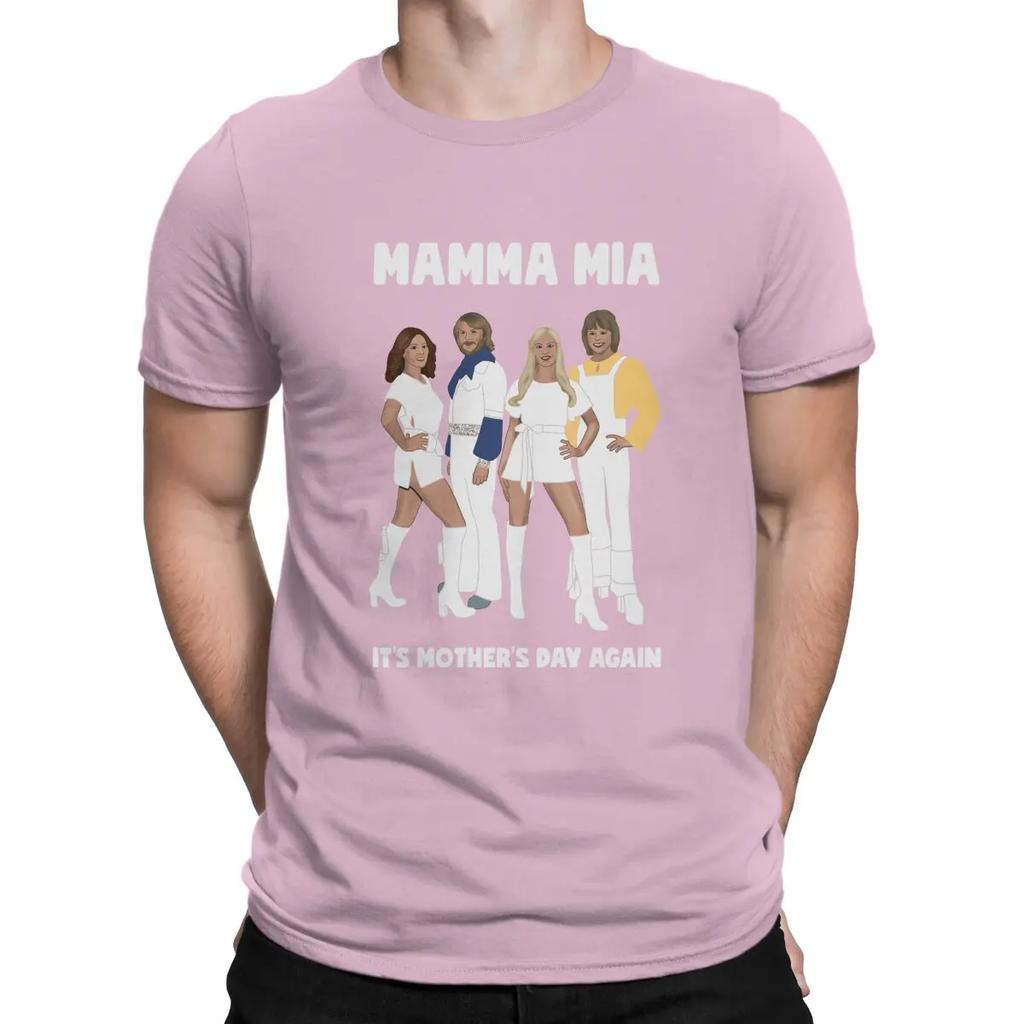 Fashion Mamma Mia Music T-Shirts for Men Round Neck 100% Cotton T Shirt A-ABBA Band Short Sleeve Tee Shirt Birthday Present