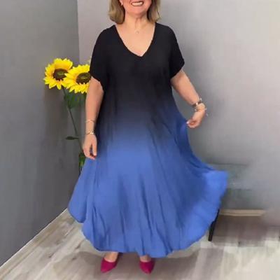 Sukienka Maxi z Gradientem dla Kobiet Letnia Luźna Długa Sukienka Plus Size
