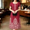 ZANZEA Women Elegant Square Collar Casual Short Sleeve Print Dress