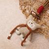 Korean-Style Bear and Rabbit Fabric Keychain Charm