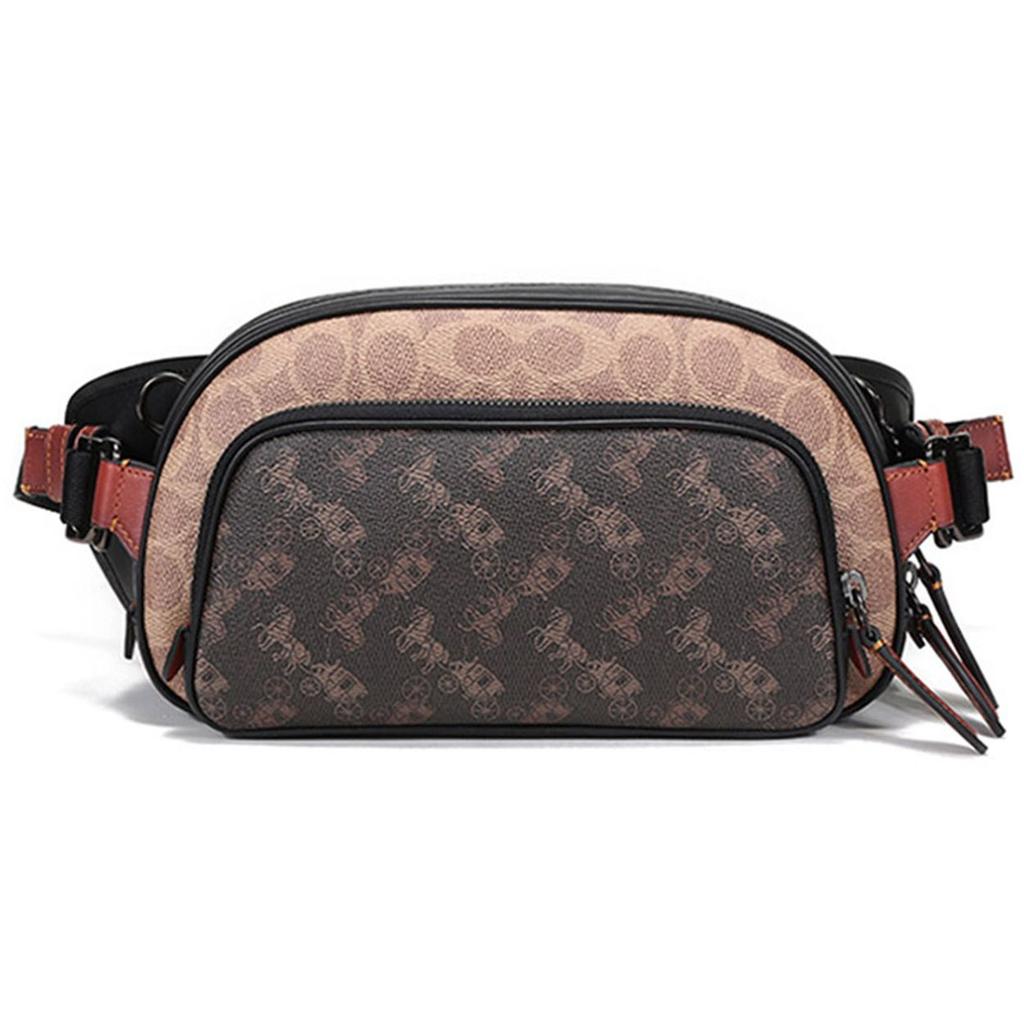 Coach Itch Belt 26 Carriage Pattern Casual Canvas Leather Muffin Bag Shoulder Crossbody Waist Chest Bag Medium Men bags Black Brown C1063-JIS2K
