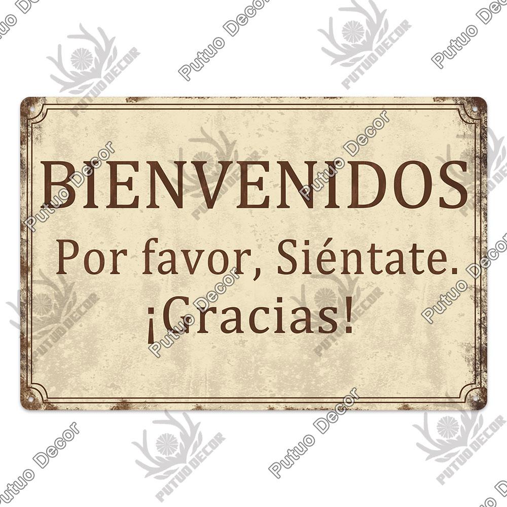 Putuo Decor Spanish Sign Vintage Metal Tin Sign Bar Pub Club Hogarena Bano Man Cave Wall Decor Iron Painting Decorative Plate