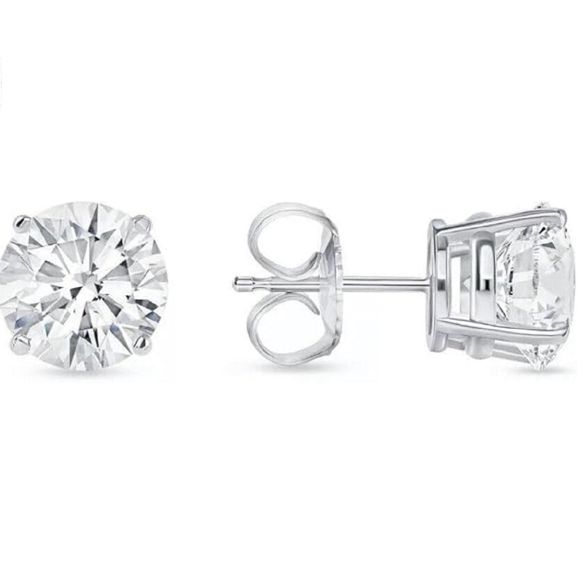 

Jewels Prim 4.00 карата Круглый огранки VVS1/D Лабораторно выращенные серьги-пусеты 14K Белое золото 8 мм Пусеты 15MM серебряный