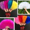 Összecsukható, puha, bolyhos, kézi legyező, kínai stílusú, puha, színes tolllegelő, tánc, esküvő, női jelmez, előadás, barkácsolás, dekoráció