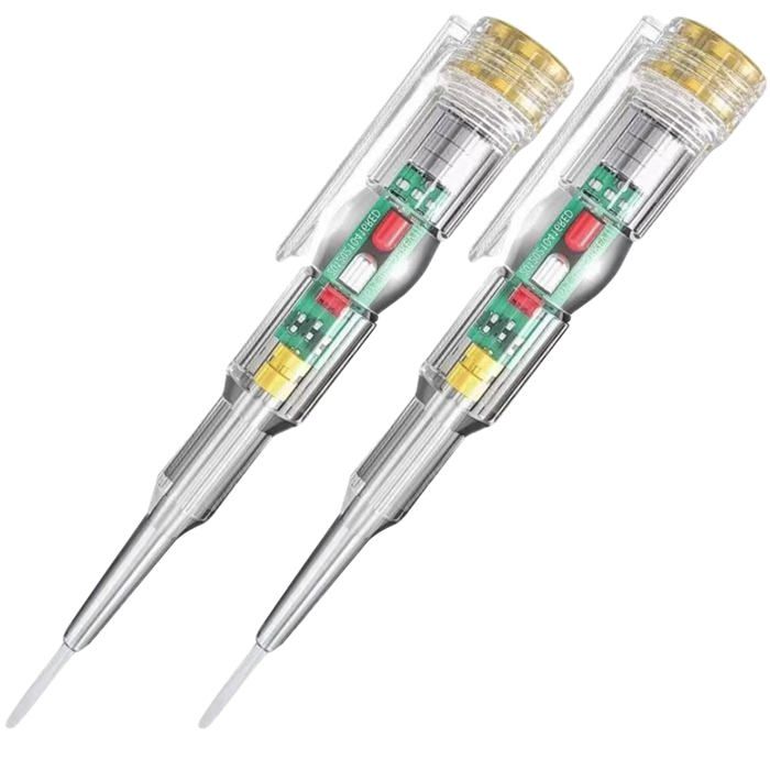 Testers de tension, 2pcs Testeur de tension stylo 24-250V Détecteur de tension de tournevis sans contact à haute sensibilité