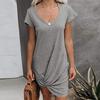 2024 Spring and Summer Women's Solid Color Strapless Twist T-shirt Dress S-XXL