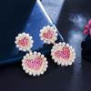 WWJ Sweet Heart Hot Pink Zirkonia Kleine Perlen Ohrringe