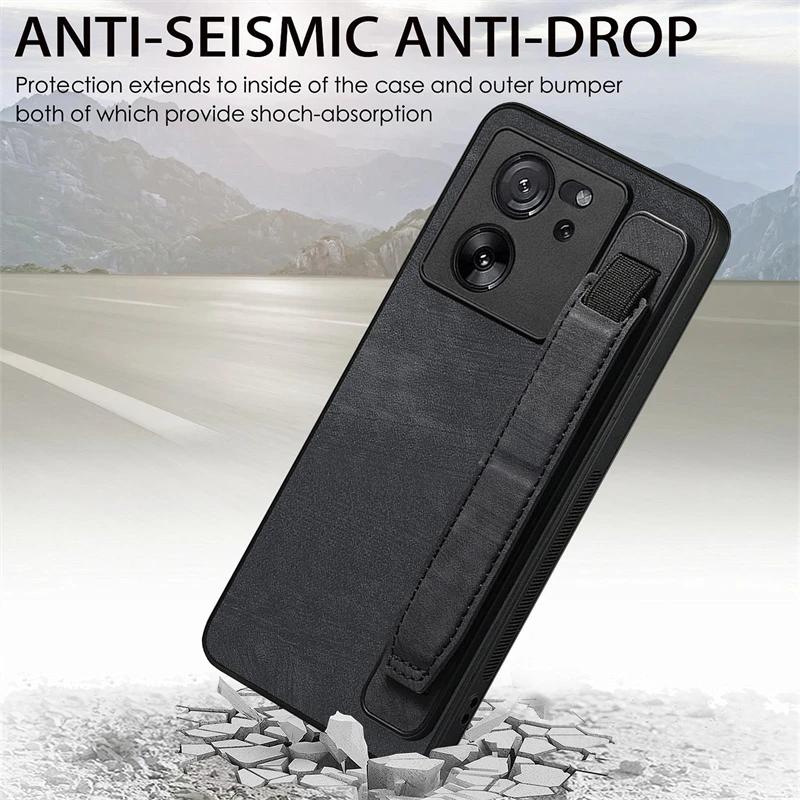Leather Case For Xiaomi 15T 14T 13T 12X 11T 13 12 Mi 11 Lite 5G NE 10T Pro 11i Wrist Strap Holder Silicone Case Back Cover Funda