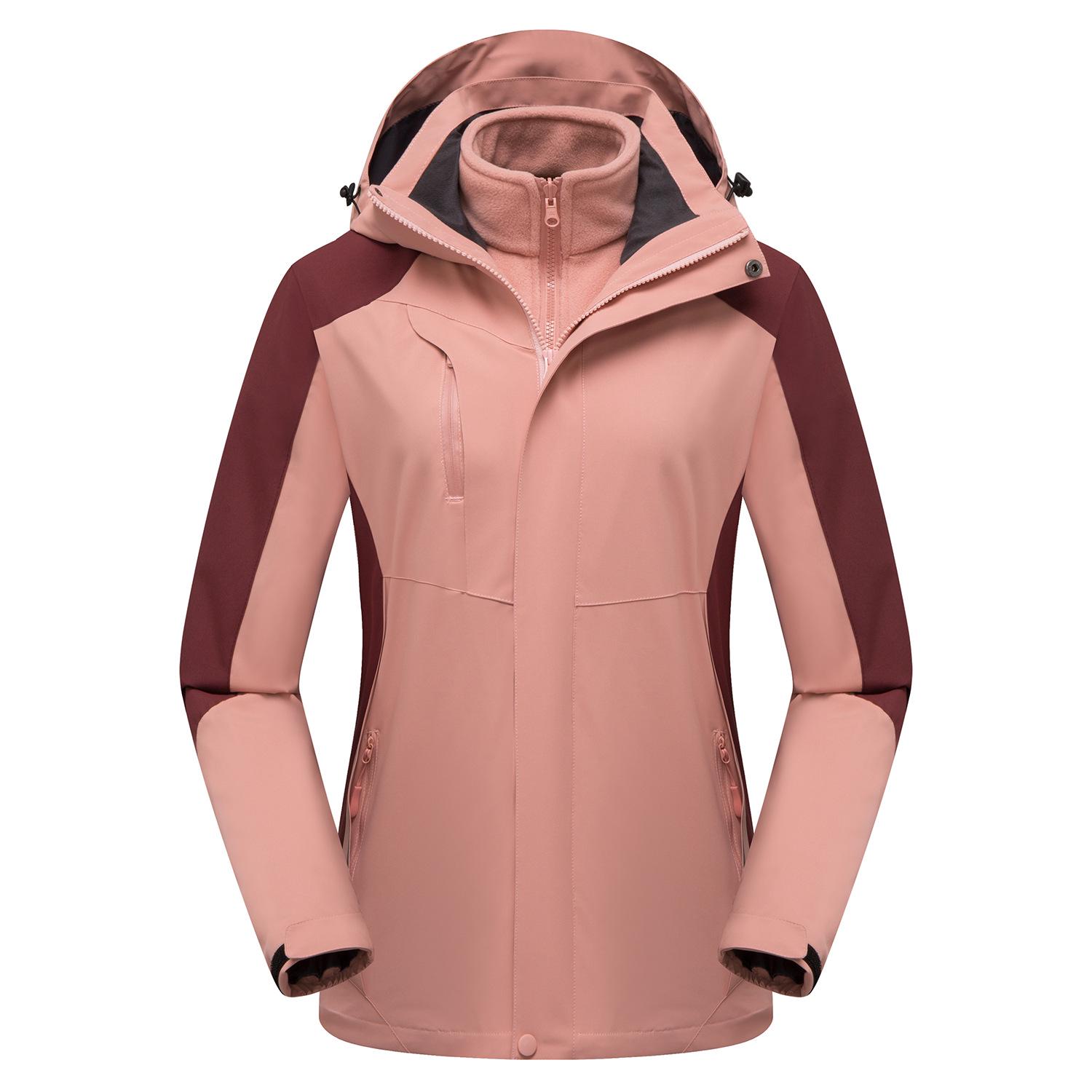 Men s Three-in-One Detachable Windproof Waterproof Thick Warm Mountaineering Jacket, Two-Piece Set, Customizable XL