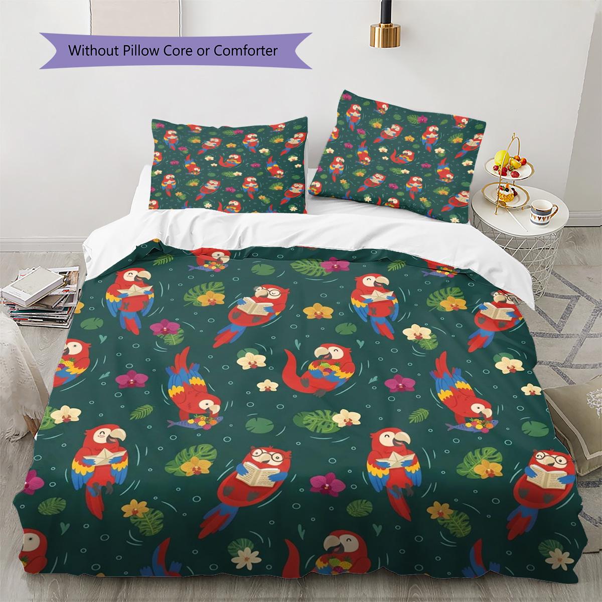 

Macaw Pattern Bedding Quilt Set Quilt Cover Pillowcase Home Decoration Birthday Gift (1 * duvet cover + 2 * pillowcase, without core) 135x200cm