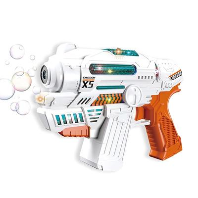 BukBukLAB Electric Bubble Gun [2-Way SF Bubble Gun or Sound Gun] with Light and Sound, 2 Bottles of Liquid, No Drip! Portable Tank-Type LED Automatic