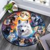 Wolfsrudel Mond Runder Teppich, Teppich für Wohnzimmer Schlafzimmer Sofa Spielzimmer Dekor, Rutschfeste Bodenmatte