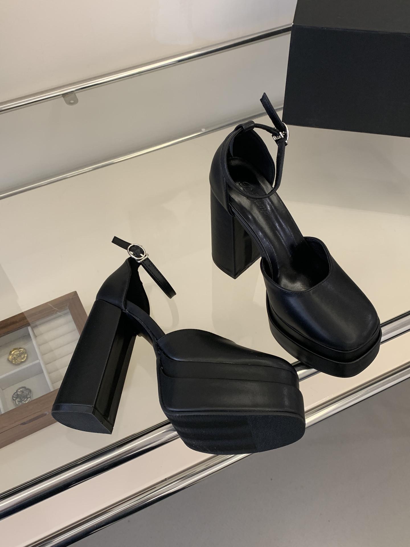 

Not tired feet heightening artifact 12cm small thick heel waterproof table super high heels host performance banquet shoes 39 чорний