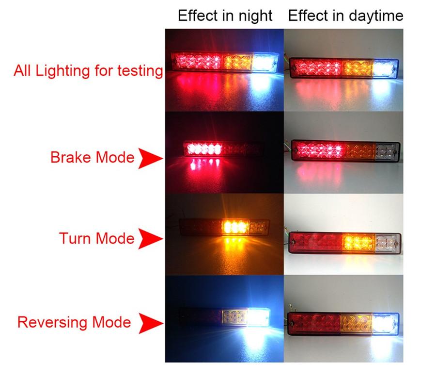 Waterproof 3 Colors 20 LED Truck Taillight Stop Brake Turn Signal Light Lamp 12V