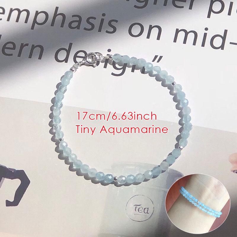 Dainty Tiny Blue Natural Stone Moonstone Beads Bracelet for Women Healing 7 Chakra Delicate Small Stacking Bracelet