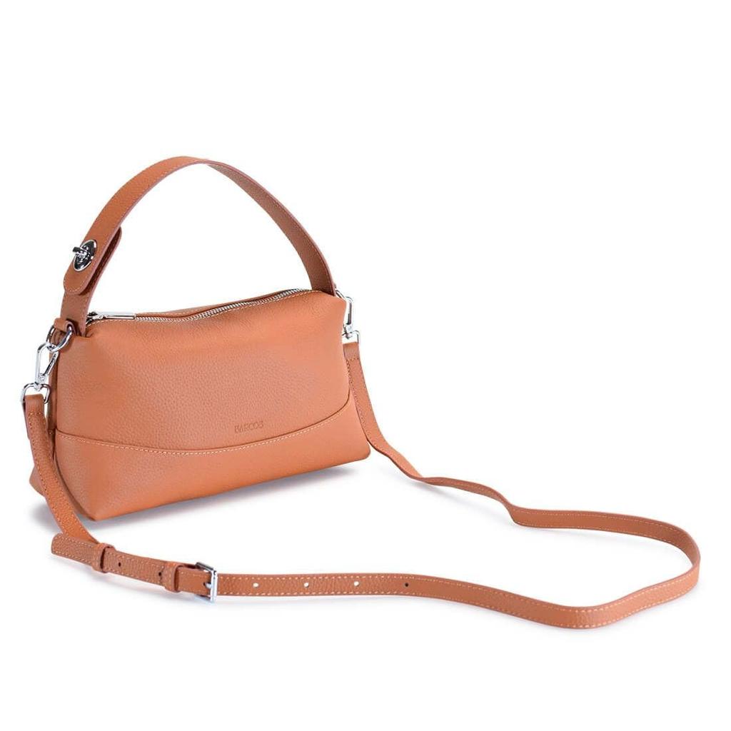 Barcos Cowhide Handbag, Tote Bag, Shoulder Bag, Shrink Leather, 2-Way, Taupe