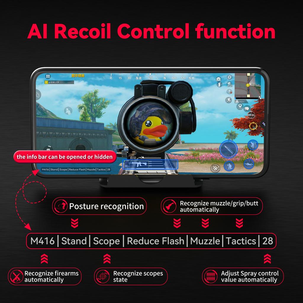 GAMWING X8 Pro Mobile Phone Game Converter AI Recoil Control Game Adapter Set with Keyboard,Mouse,Holder