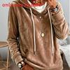 Velvet Hoodie With Solid Color For Womens Casual Autumn Winter Wear