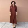 Women’s Silk Dress Summer Lapel Plus-size Dress Solid Color Soft Skin-friendly Breathable Silk Long Dress