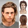 Men Short Brown Wigs Short Layered Brown Wig Synthetic Replacement Costume Halloween Natural Hair Wigs