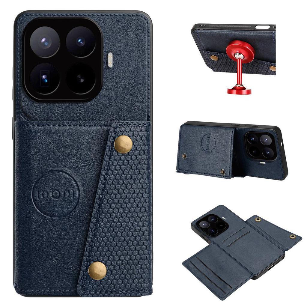 Vintage Leather Card Holder Phone Case for Xiaomi 17T Pro,17T Card Pockets Dual Snap Buttons Flip Wallet Shell