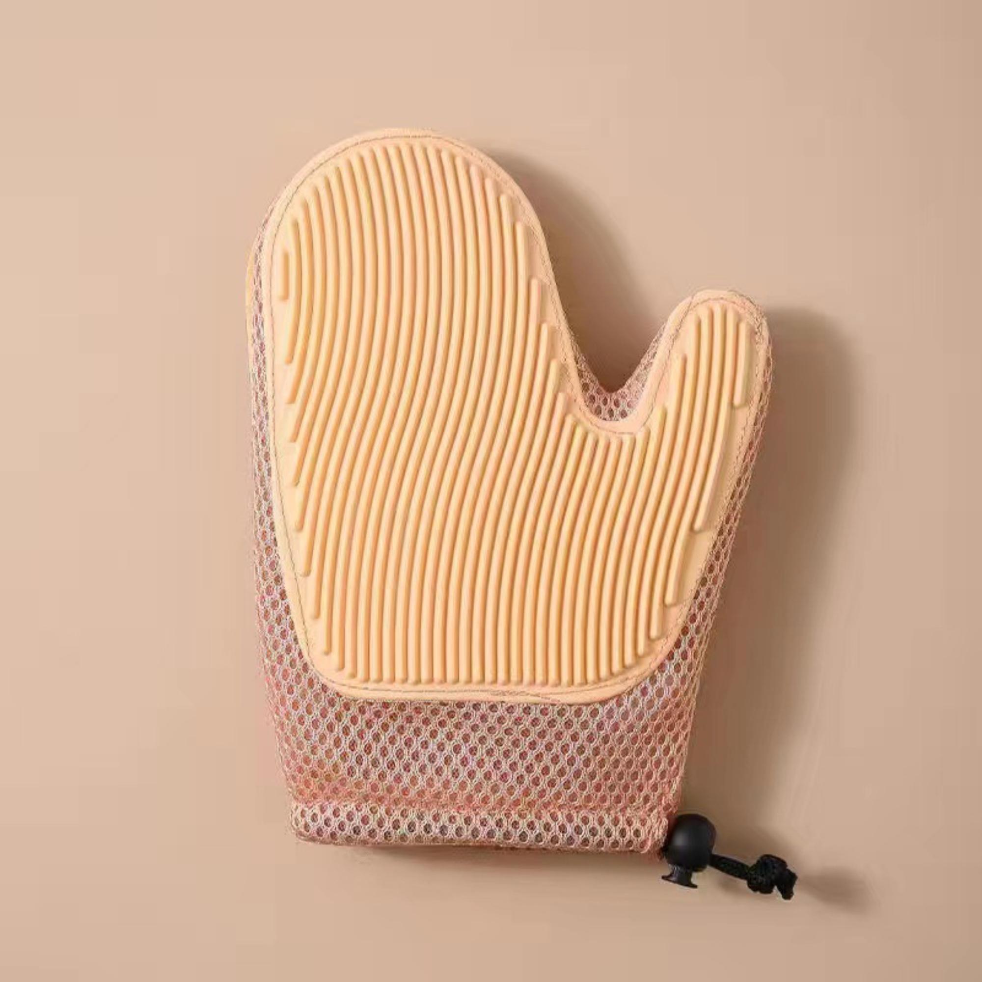 Double Sided Classic Eco-friendly Dog & Cat Hair Removal Grooming Gloves Brush Shedding Washable Soft Safety Plastic (Pink,Double-sided cat grooming gloves) розовый