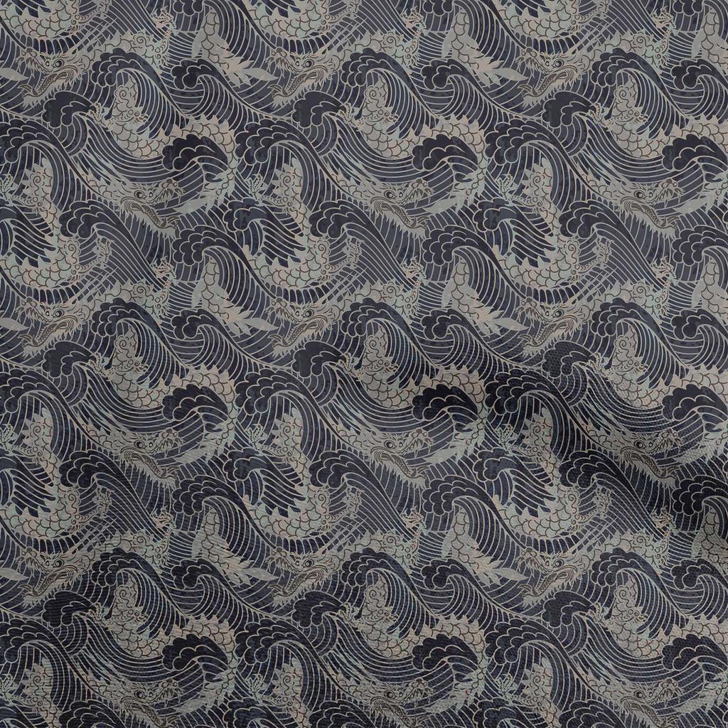 oneOone Cotton Flex Dusty Brown Fabric Asian Japanese Wave Sewing Craft Projects Fabric Prints By Yard 40 Inch