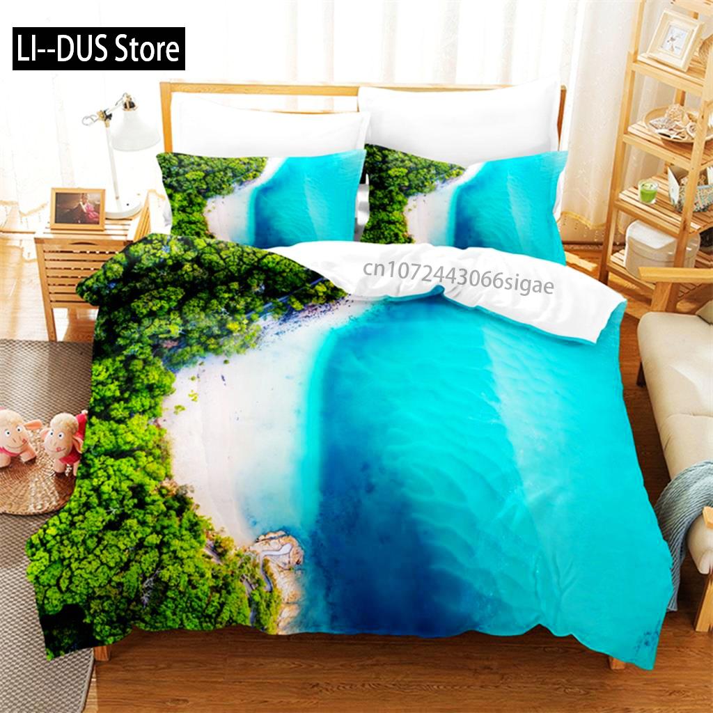 Beautiful Seaside Beach Bedding Set Duvet Cover Set 3d Bedding Digital Printing Queen Size Bedding Set Fashion Design
