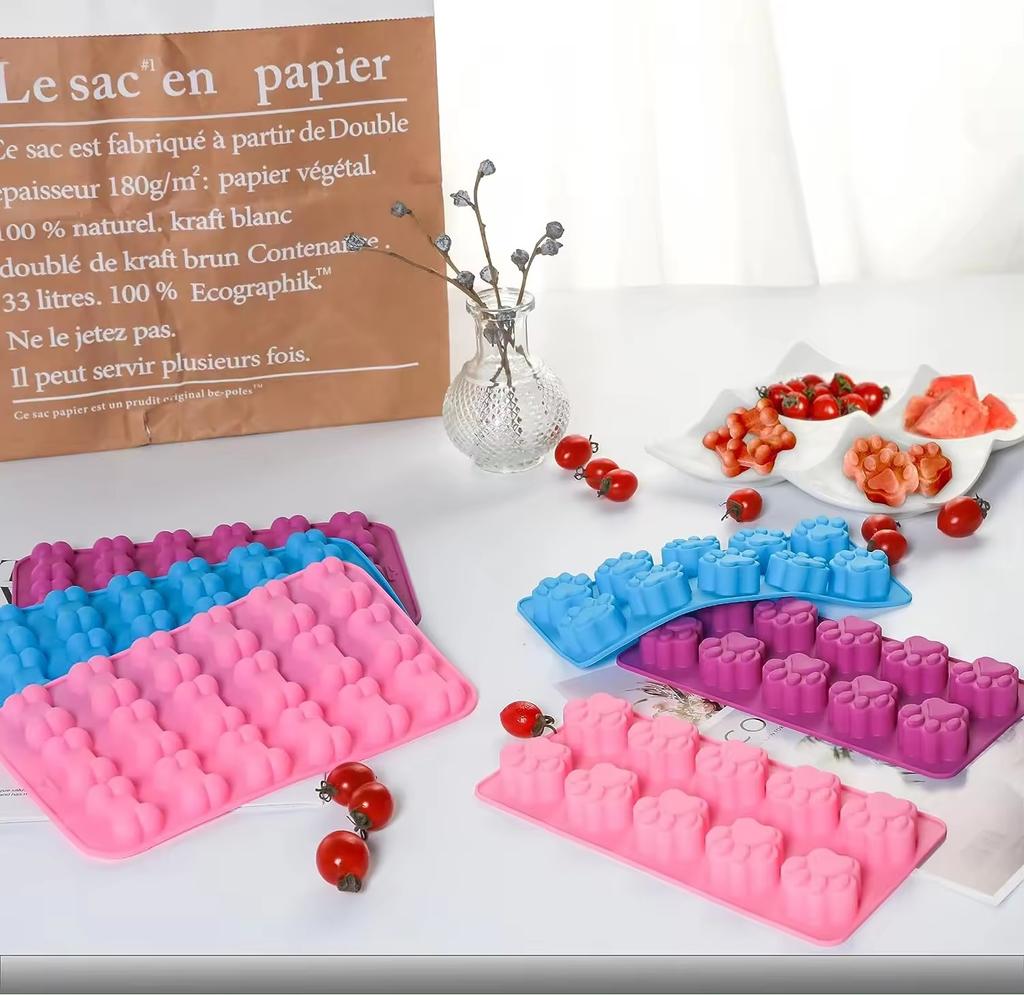 Silicone Molds Puppy Dog Paw and Bone Molds for Baking Chocolate Candy Jelly Dog Treats Ice Cube Bpa Free Moulds