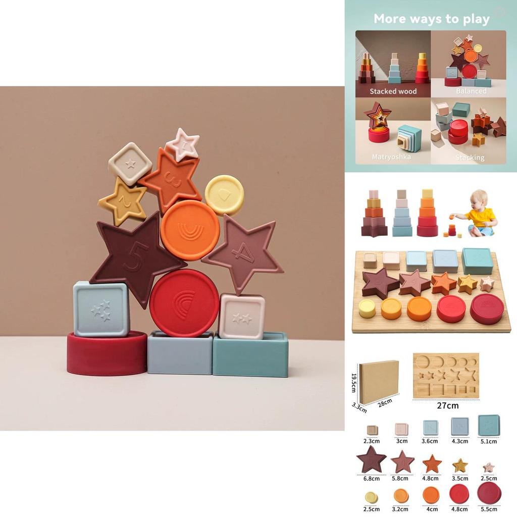 Baby Educational 3d Silicone Puzzle Blocks With Geometric Shapes For Infant Development